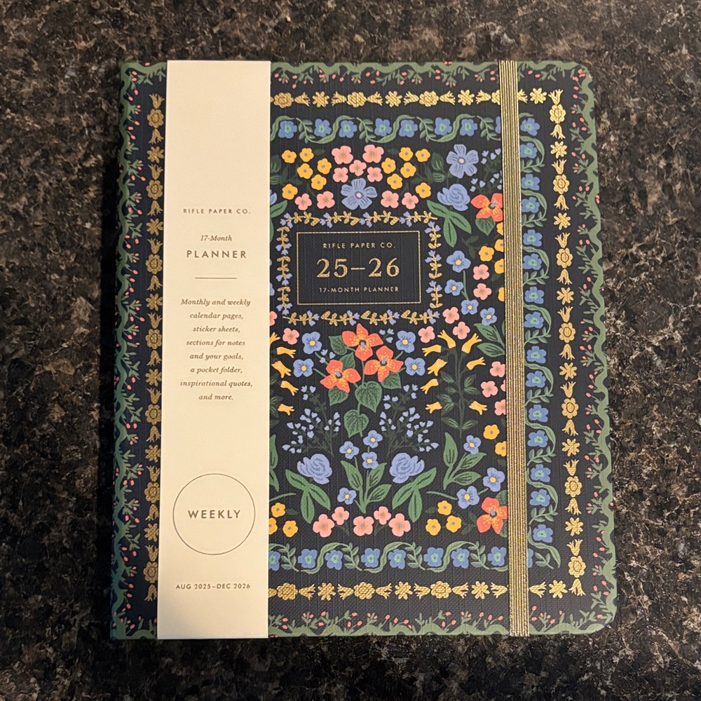 Brand new! Rifle Paper Co. 17-Month Planner - Black with Vibrant Florals